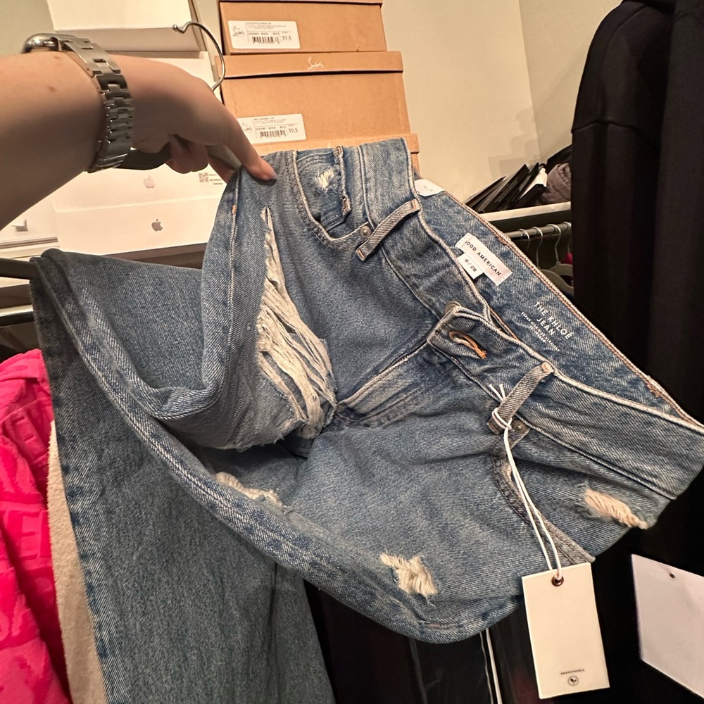 Good American Light Blue Distressed High Rise Jeans - Picture 8 of 9